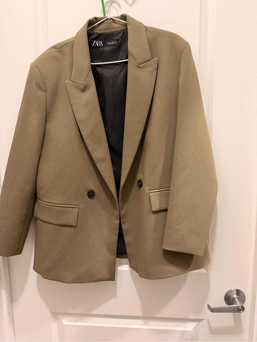 ZARA Olive-Green Double-Breasted Blazer Jacket